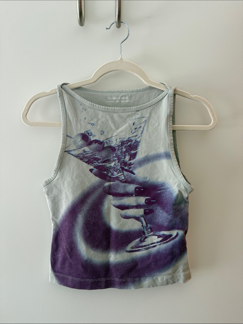 silence + noise Light Gray Tank Top with Purple Graphic